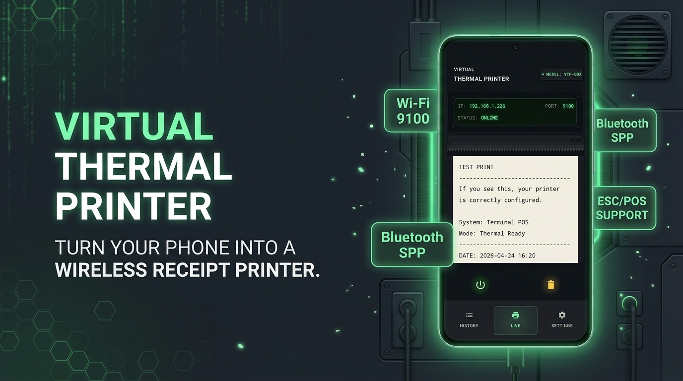 Virtual Thermal Printer Features Showcase Banner